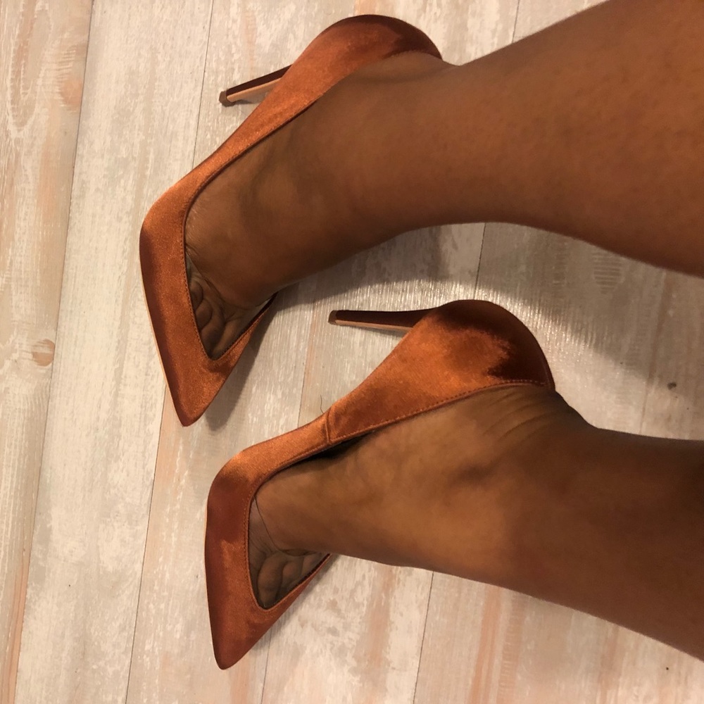 Satin, Clear Toe Pointed Pumps